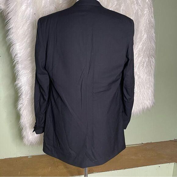 Burberrys Mens Blazer Jacket Black Wool One Button Tuxedo Wedding Sport Coat 44L - Picture 4 of 13